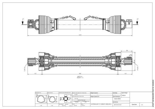 изображение Вал карданный Z6х6 для навесного оборудования (крест 26,97х74,6) (2К.Т3.101.101.121/6х6) от компании Сонар