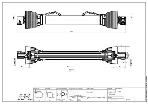 изображение Вал карданный Z6х8 для навесного оборудования (крест 23,80х61,40) (2К.Т2.101.106.087/6х8 ) от компании Сонар