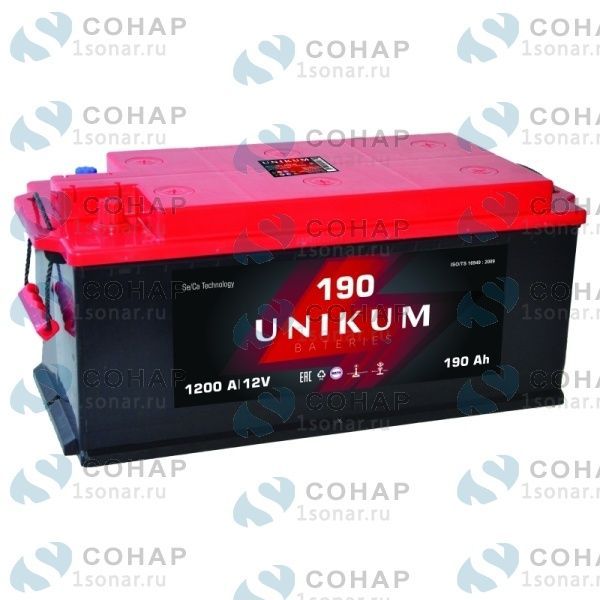 изображение Аккумулятор "UNIKUM" +справа  конус (6СТ-190 АПЗ п.п.) от компании Сонар